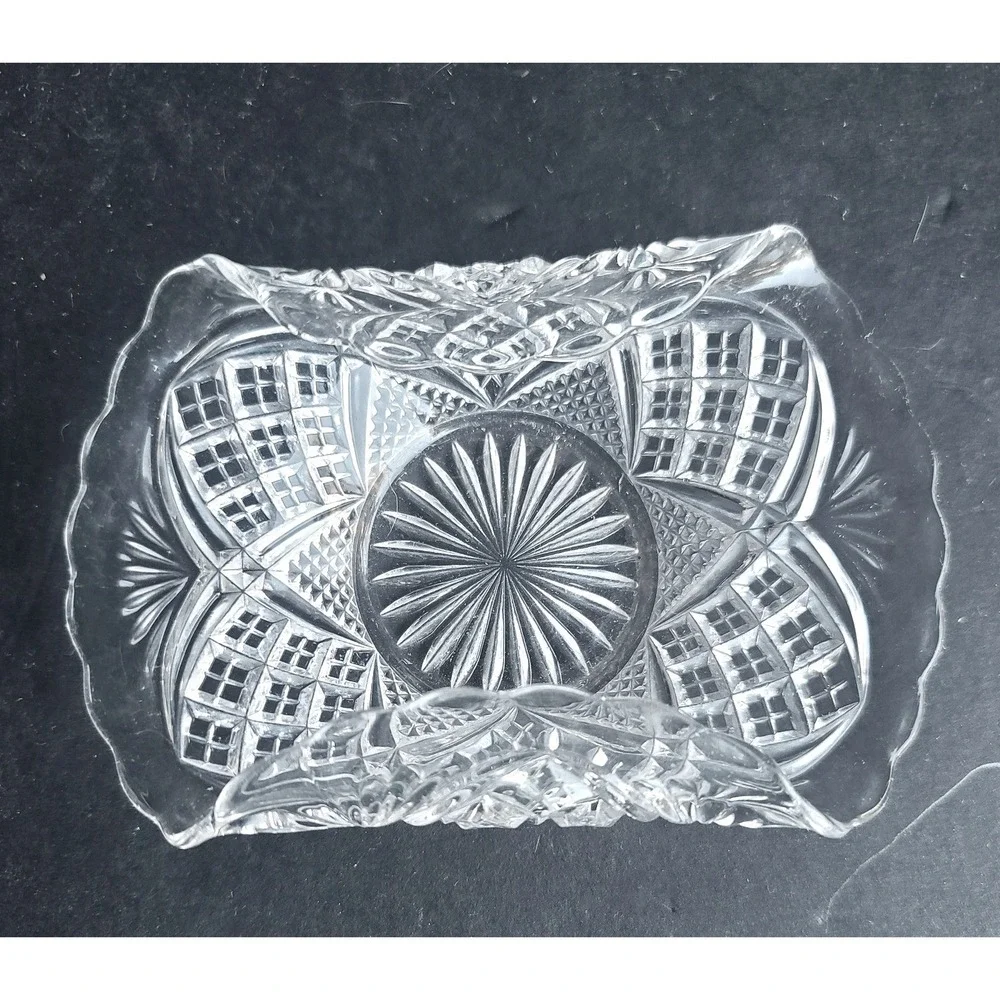 Antique EAPG Tarentum Virginia Pressed Crystal Card Receiver Calling Card Holder